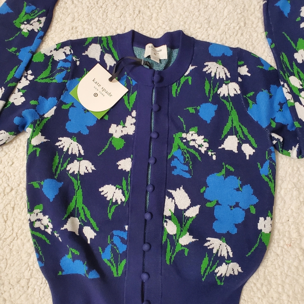 Kate Spade New York Women's Mixed Floral Cardigan - Blue/Green/White XS - Picture 6 of 15
